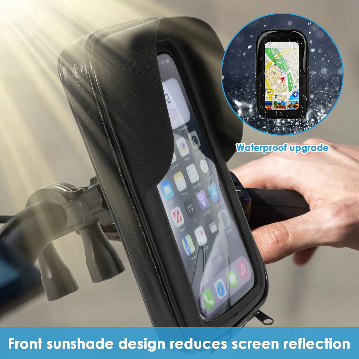360° Rotatable Bike Phone Holder Bag Waterproof Motorcycle Handlebar Bag Bicycle Pouch T detail view