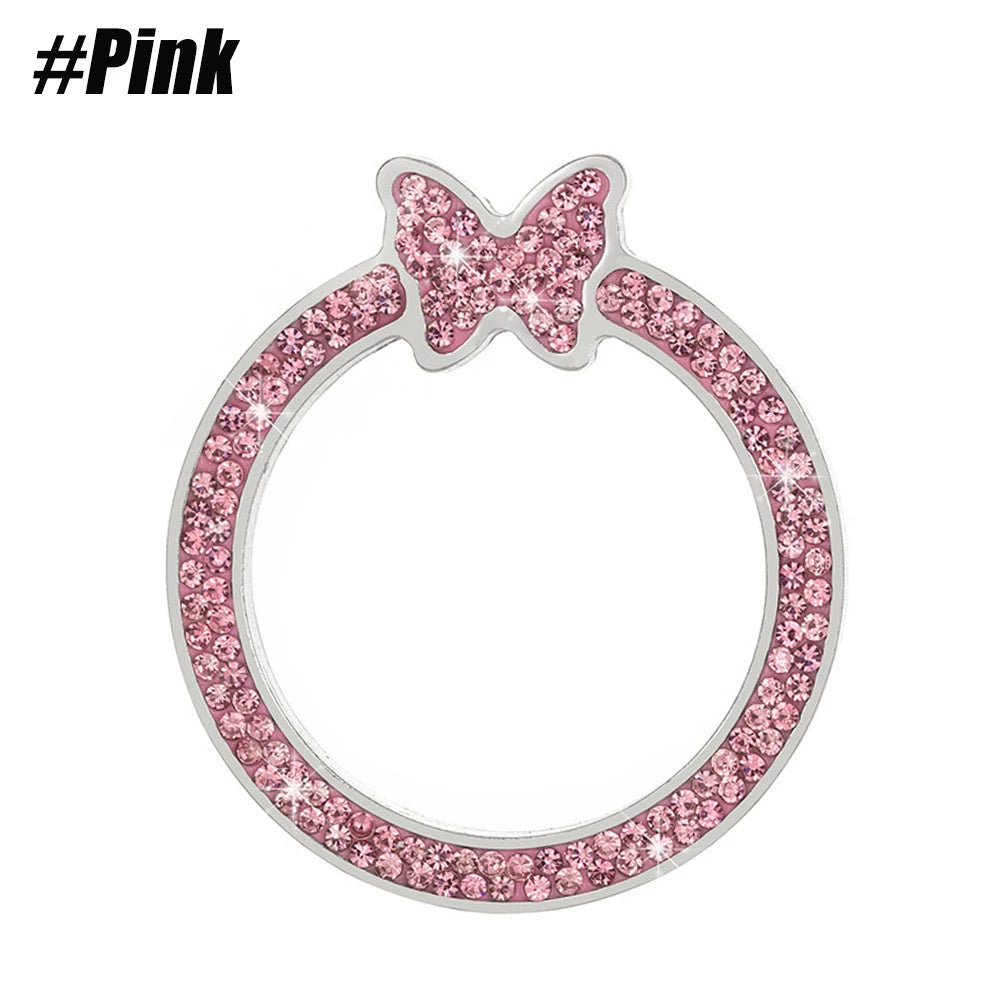1PCS Car Bling Ring Crystal Car Stickers Rings Womens Car Decals, Push Start Button B alternate view