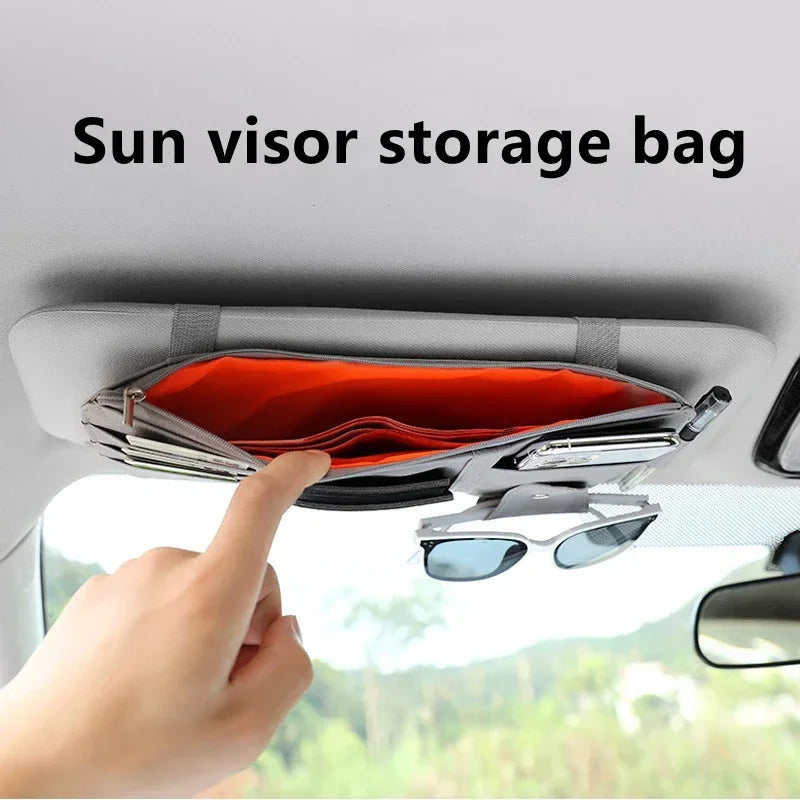 Car Sun Visor Card Holder Storage Box Sunglasses Clip