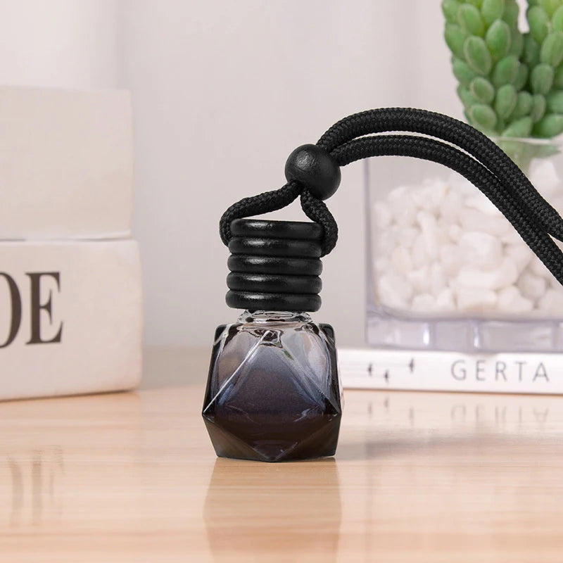 Empty Black Cap Square Car Perfume Bottle | Glass Diffuser Ornament alternate view