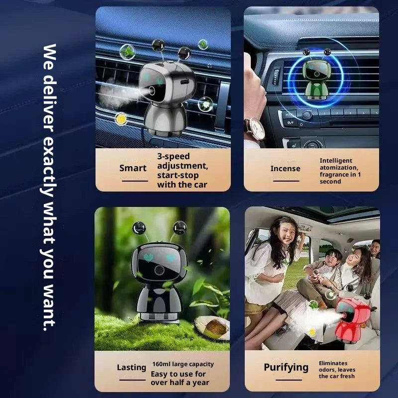Creative Car Smart Aromatherapy Diffuser | Robot-shaped Air Freshener with Long-las additional angle