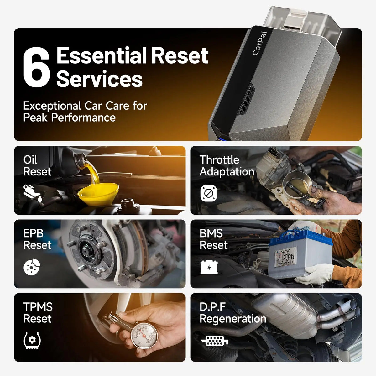 TOPDON Carpal Bluetooth OBD2 Scanner: All System Diag, 6 Resets, Smog Check & Repair Guide for iOS/Android.