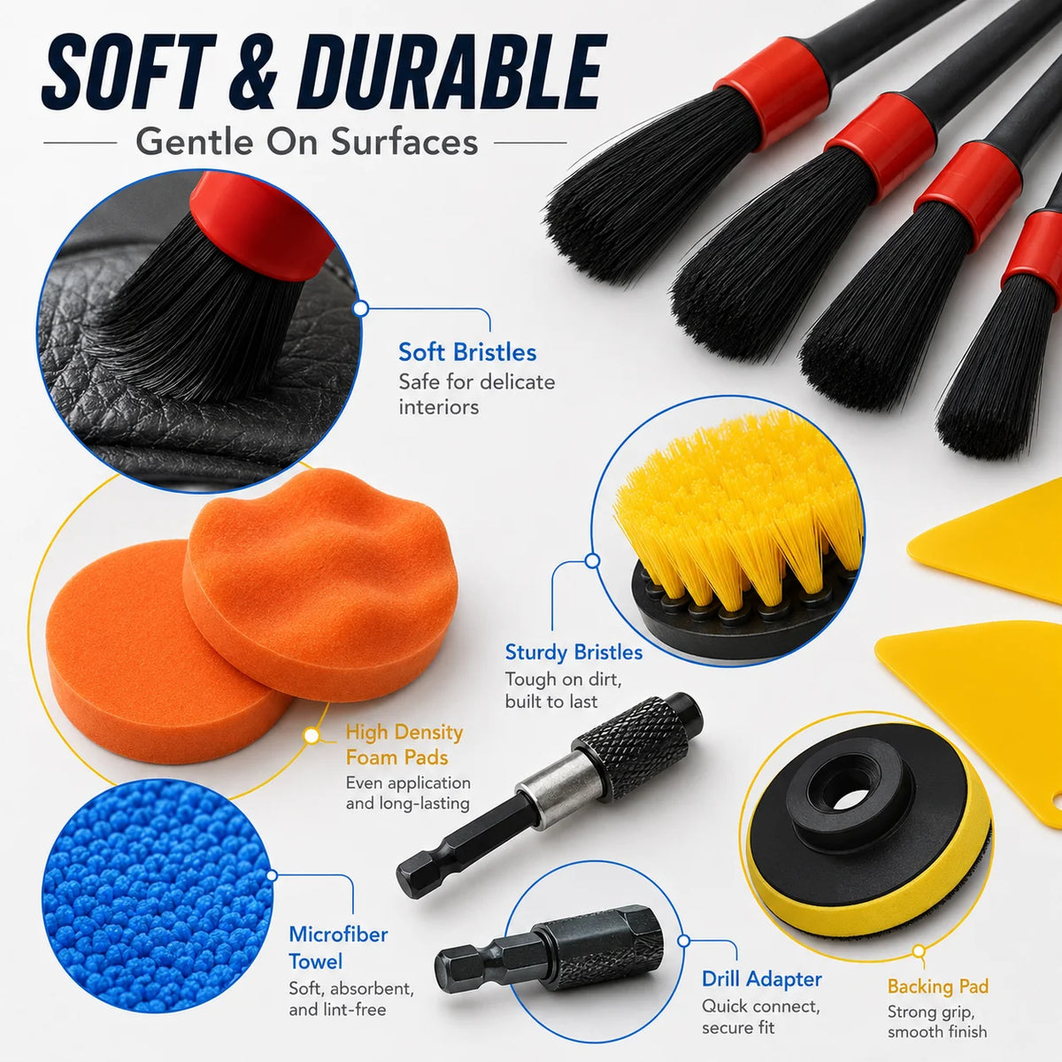 New Car Cleaning Kit Scrubber Drill Detailing Brush Set Air Conditioner Vents Towel additional angle