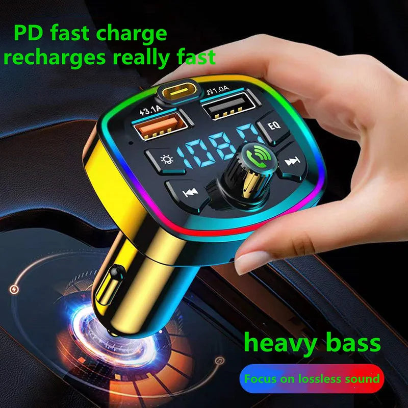 Bluetooth 5.0 FM Transmitter Receiver Car Charger Dual USB Car MP3 Player Adapter Aut alternate view