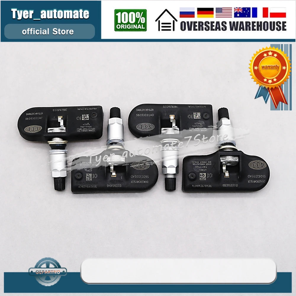 4PCS 433MHz TPMS Tire Pressure Monitoring System Sensor | For Chrysler Dodge Vehicl additional angle