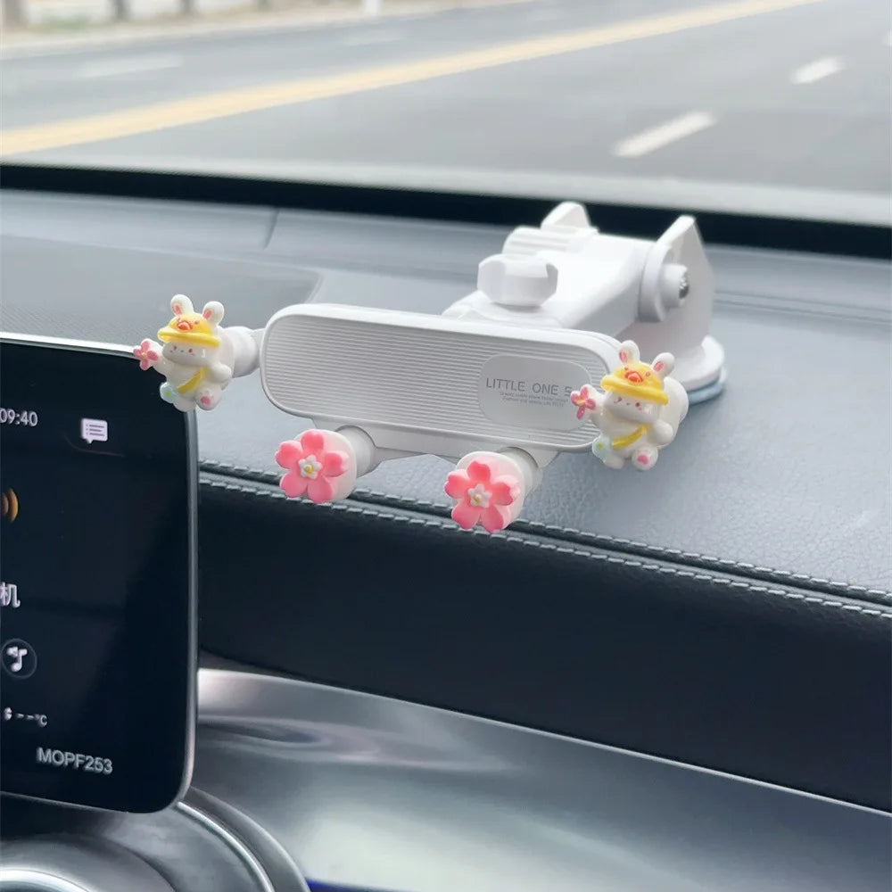 Car Cartoon Phone Holder for Navigation | Creative Air Vent Suction Cup Mount Stand close-up view
