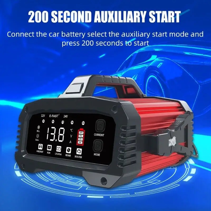 Smart 25A Car Battery Charger 12V/24V Trickle Maintainer for Auto Boat RV Truck