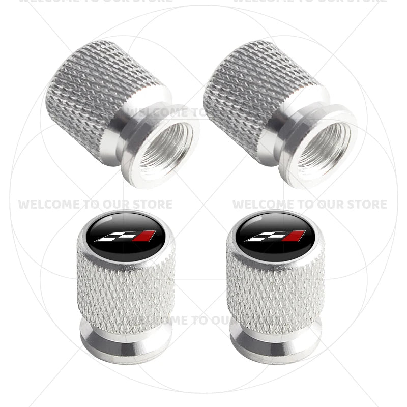 For Leon Racing Flag Emblem 5F MK2 MK3 FR VZ5 Race Flag 4Pcs Aluminum Car Tire Valve lifestyle view
