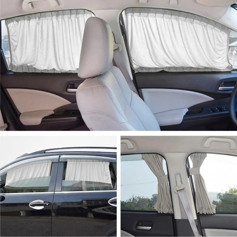 2pcs 50cm Car Sun Shade Side Window Curtain | Foldable UV Protection Auto Accessories lifestyle view