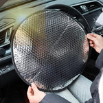 Foldable Steering Wheel Cover Sun Shade Silver detail view