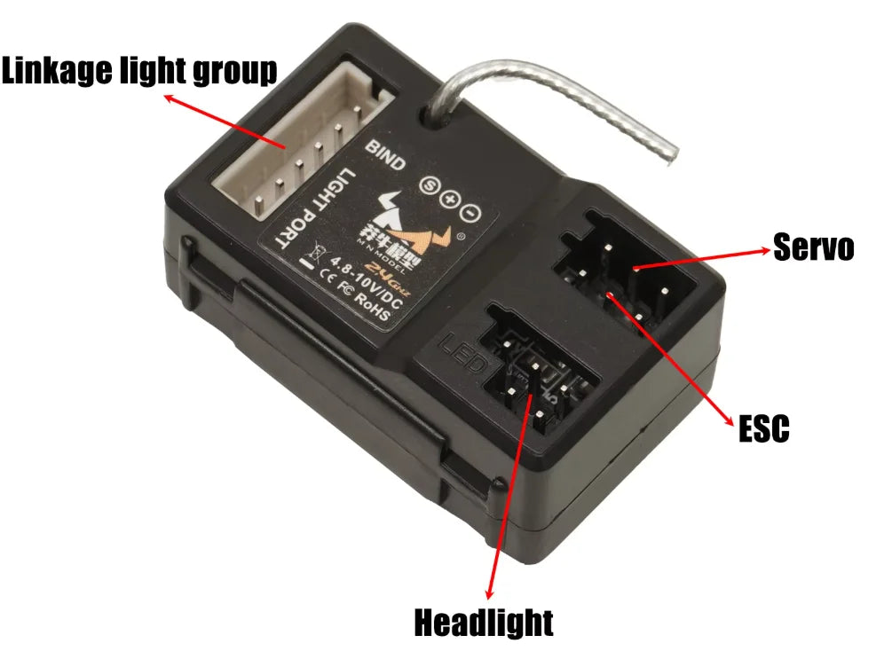 1:12 RC Car 2.4G Receiver 2CH 6CH LED Light Port For MN82 MN86 MN78 MN128 MN168 MN90 WPL RC Crawler Tank Boat Replacement Parts