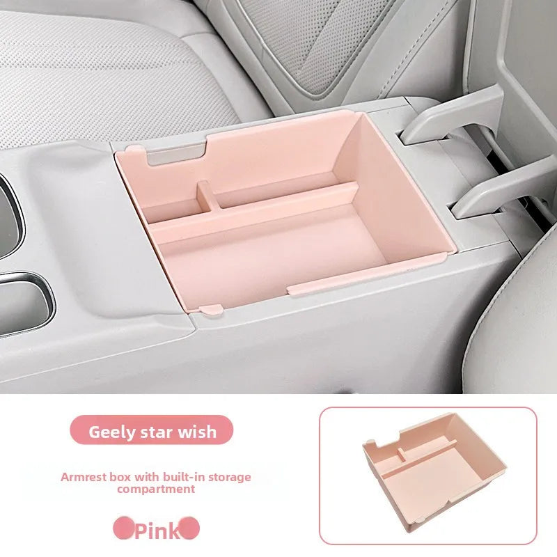 Center Console Armrest Storage Box for Geely Xingyuan 2026 Drop-in Organizer Tray with Non-Slip Mat Car Interior Accessories
