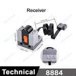 MOC Power Functions M/L/XL Motor Battery Box IR Remote Receiver for RC Car Robot Model close-up view