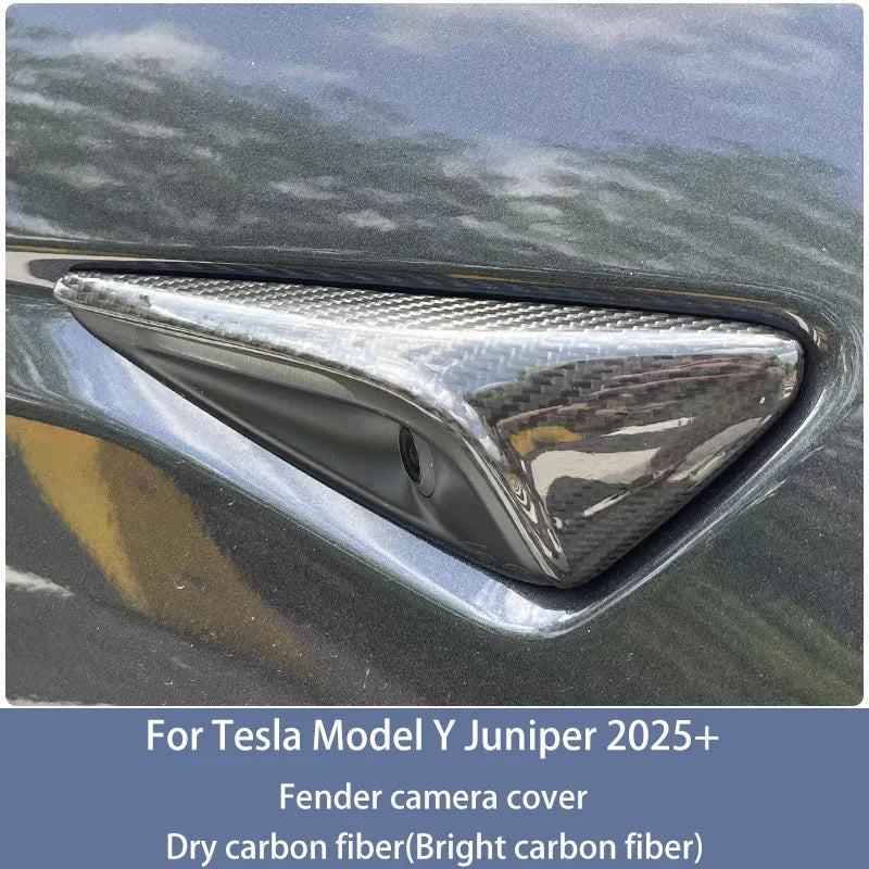 For New Tesla Model Y Juniper 2025+ ABS Carbon Pattern Side Camera Cover | Protective alternate view
