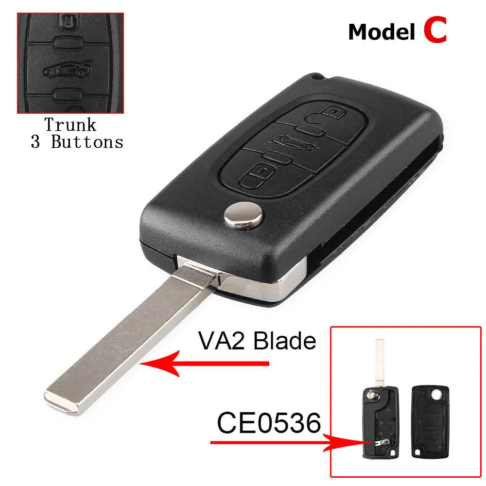2 / 3 / 4 Buttons Remote Key Case Fit for Peugeot 207 307 308 407 607 807 Citroen C2 C3 detail view
