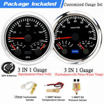 Custom 2 Gauges Set With Sensors Kit | 85mm 3-in-1 GPS Speedometer, Fuel, Tachomete additional angle