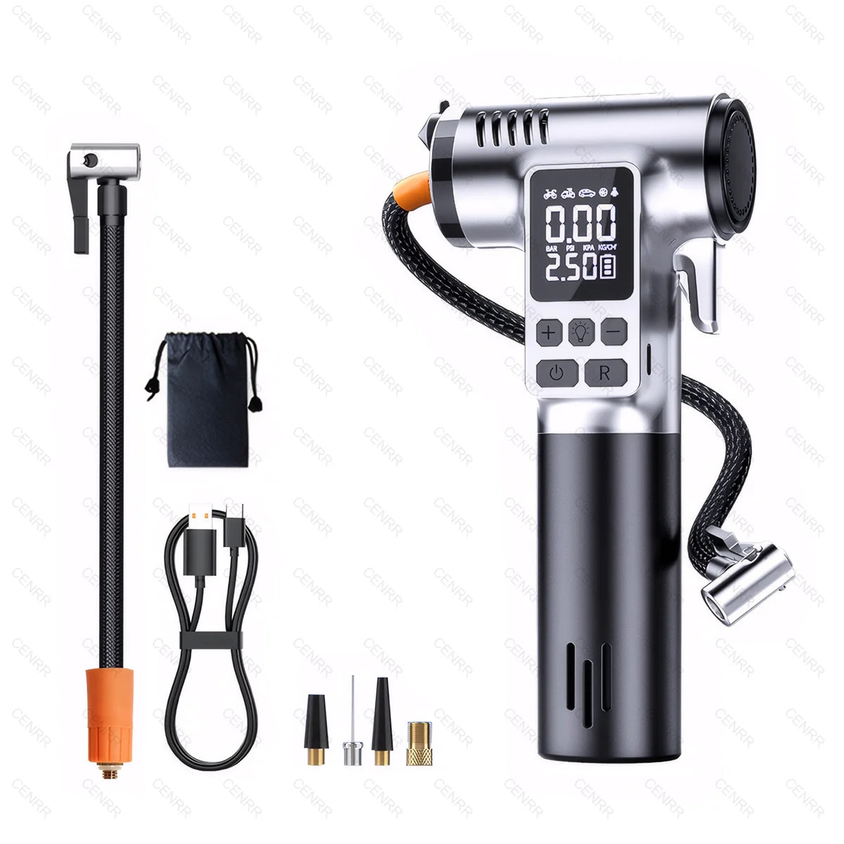 Wireless Car Tire Inflator | Portable Air Compressor with Emergency Tools detail view