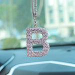 Letter Butterfly Knot Clay Car Interior Accessories Hanging Ornament Women's Rhinestone Car Rearview Mirror Pendant Drop