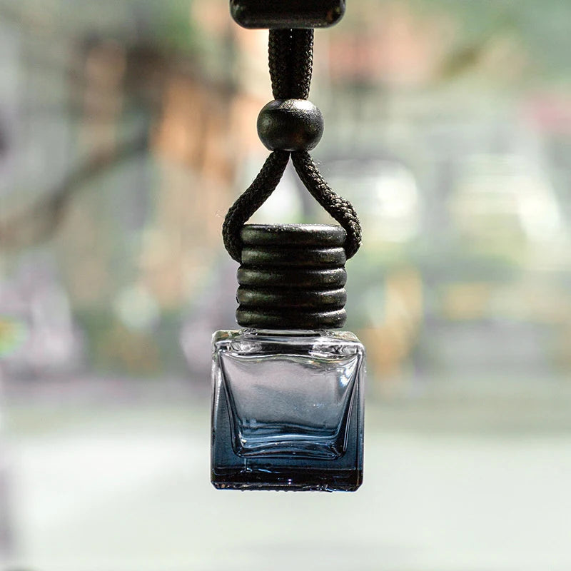 Empty Black Cap Square Car Perfume Bottle | Glass Diffuser Ornament lifestyle view