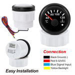 52mm Water Temperature Gauge with Flash Alarm | 40-120℃ Red LED Water Temp Meter for Car detail view