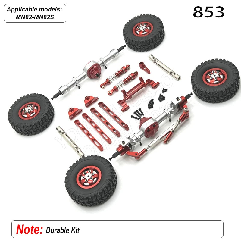 MN Series 82 82S Off-road Vehicle Parts - Metal Upgrade Accessories: Front and Rear Axles, Transmission Shaft, Tie Rods, Frame