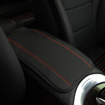 Color-Matched Double-Strand PU Leather Check-Pattern Embossed Car Armrest Pad Center Console Pad Car Decoration Item