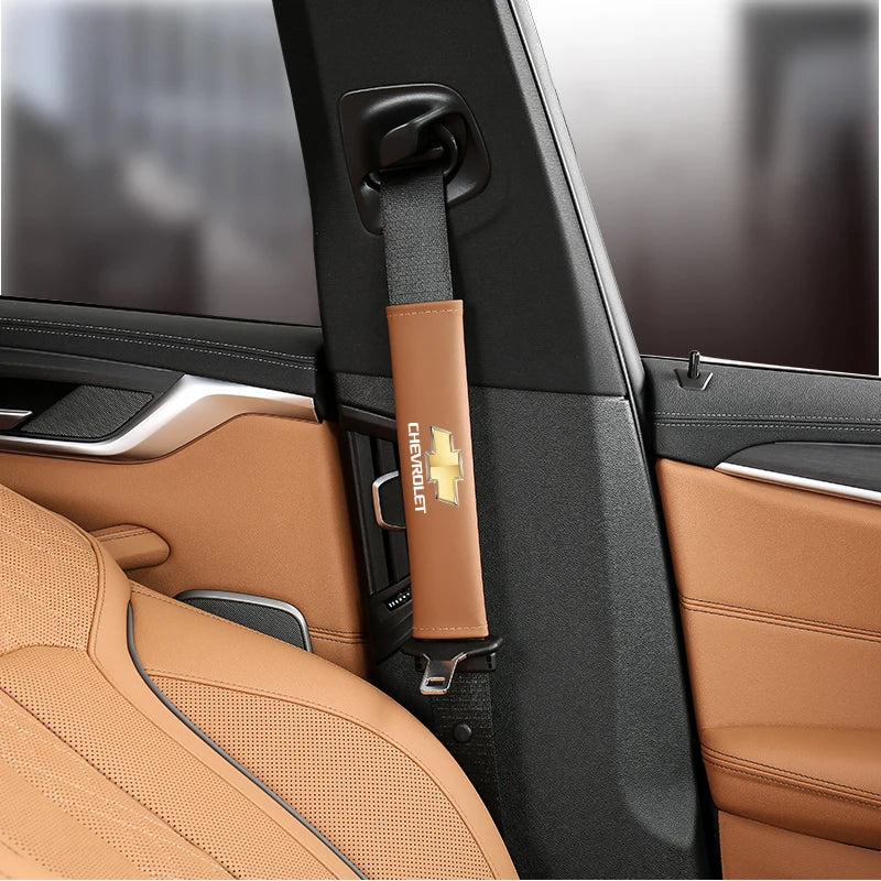 2Pcs Leather Car Seat Belt Shoulder Pad Safety Strap Cover for Chevrolet | Comfortable D detail view