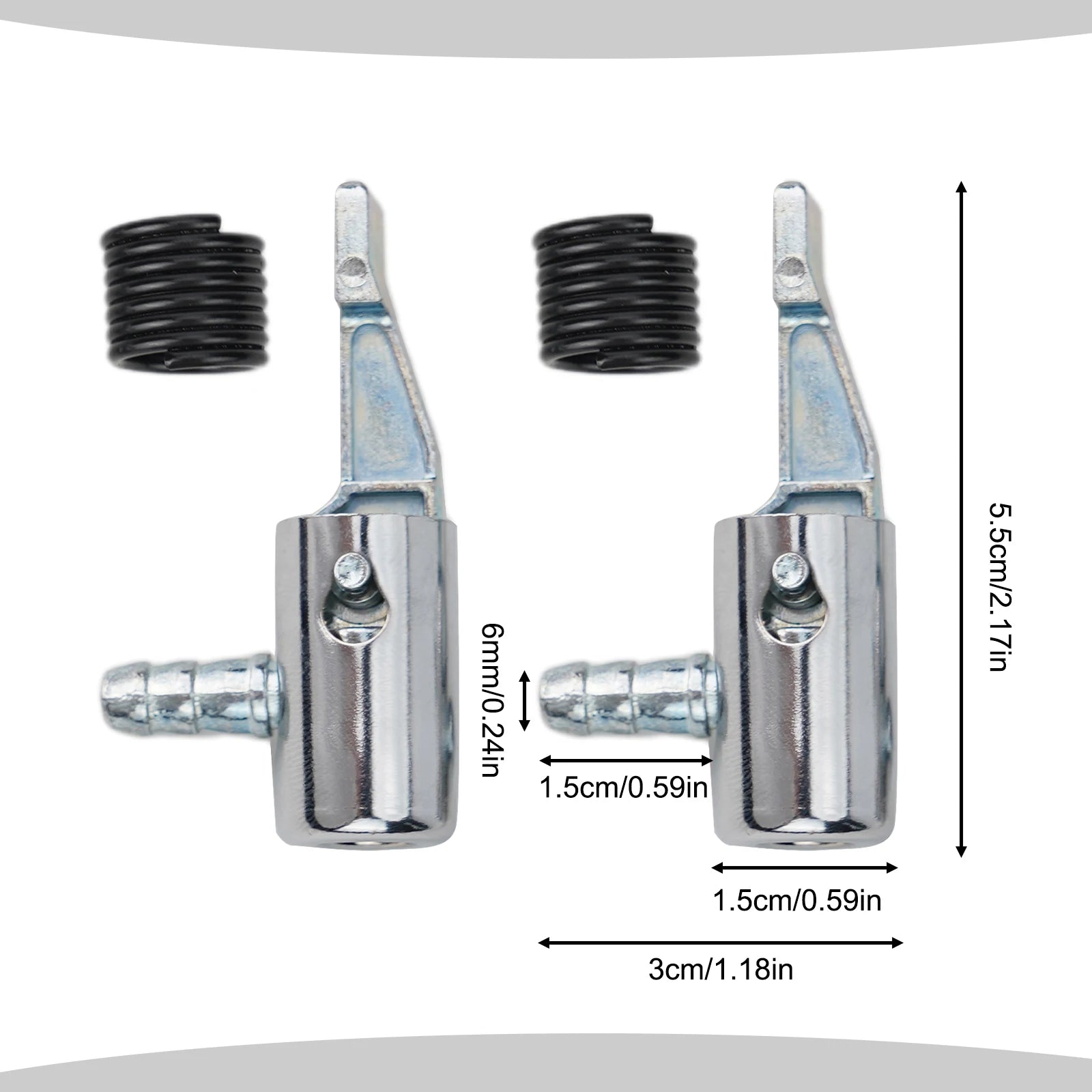 1/2pcs 1/4 Lock On Air Chuck Car Truck Tyre Inflator Valve Air Pump Clip Nozzle Metal Ad detail view