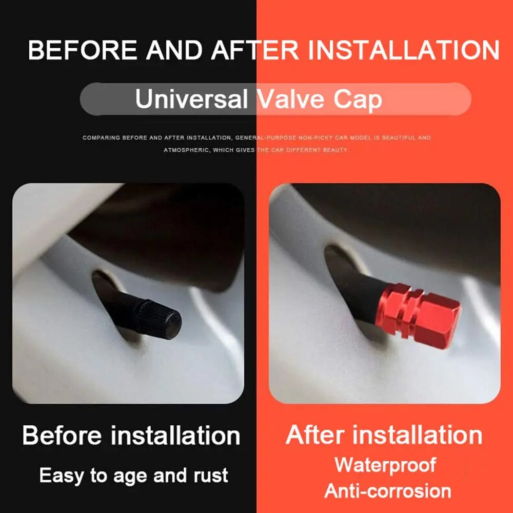 Aluminum Alloy Tire Valve Caps | 5 or 10 Pack Waterproof Dustproof Stem Covers lifestyle view