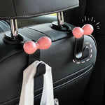 1pcs Cute Bow Pink Car Seat Back Hook Non Marking Headrest Hanger for Purse Umbrella Grocery Bag Car Organizer Accessory