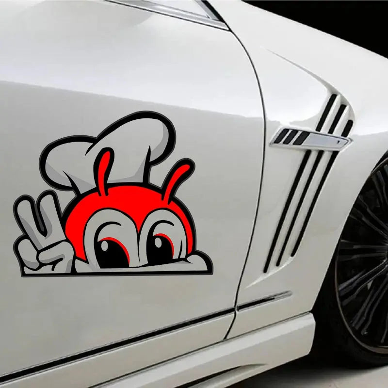 Cute JOLLIBEE Peeking Anime Car Sticker PVC Decal for Automobiles Motorcycles Exterio lifestyle view