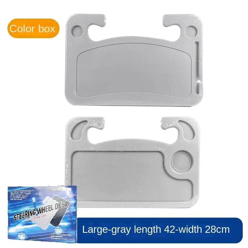 Car Steering Wheel Dining Table Auto Multi-functional Dinner Plate Drink Holder Writin close-up view