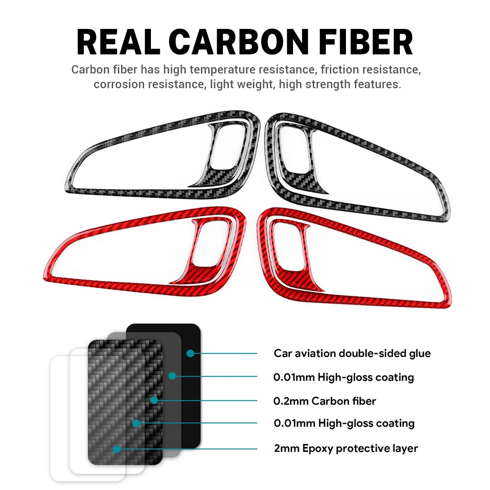 Real Soft Carbon Fiber Sticker For Ford Focus SE RS ST Ecoboost 2015 2016 2017 2018 LHD RHD Car Inner Door Handle Panel Trim