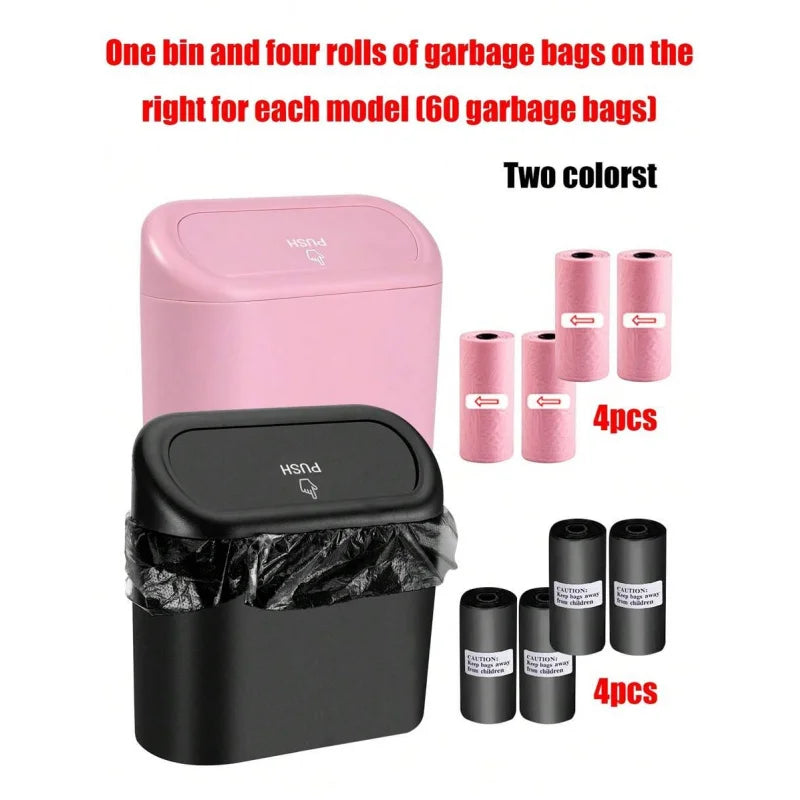 1 Trash Can And 4 Rolls Of Garbage Bags (15 Per Roll, 60 Garbage Bags In Total), Super Cute And Supe