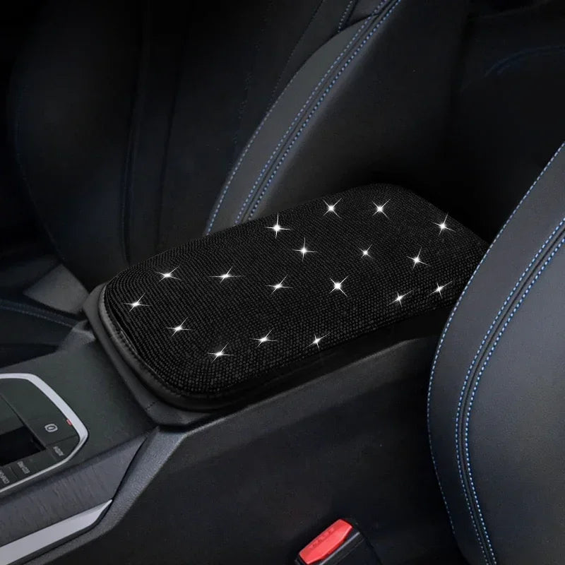 Bling Car Armrest Cover Auto Center Console Protective Cover Crystal Rhinestone Arm additional angle