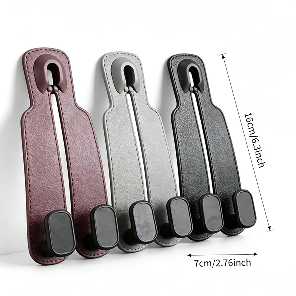 Leather Car Seat Back Hook Handbag Holder detail view