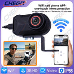2K Motorcycle Dash Cam | IP66 Waterproof, WiFi, 170° Wide Angle