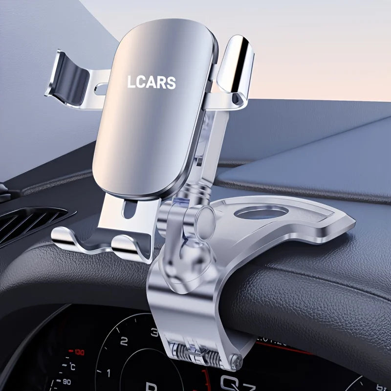 Vehicle Dashboard-Mounted Car Phone Holder, Non-Damaging Installation, Convenient for In-Car Navigation and Entertainment, Adjustable Angle Clip, Silver Phone Holder, Automotive Electronic Accessories.