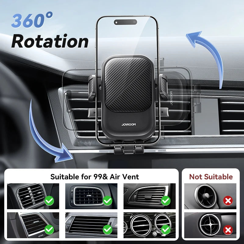 Car Phone Holder 360 Rotating Air Vent Mount One Click Lock