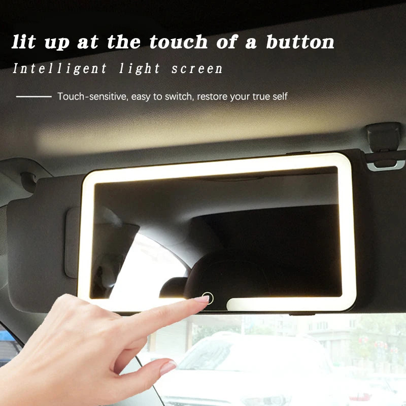 Car Interior Mirrors Sun Visor Plate LED HD Makeup Mirror for Girls Women Rechargeable Fill Light Universal Thin Vanity Mirror