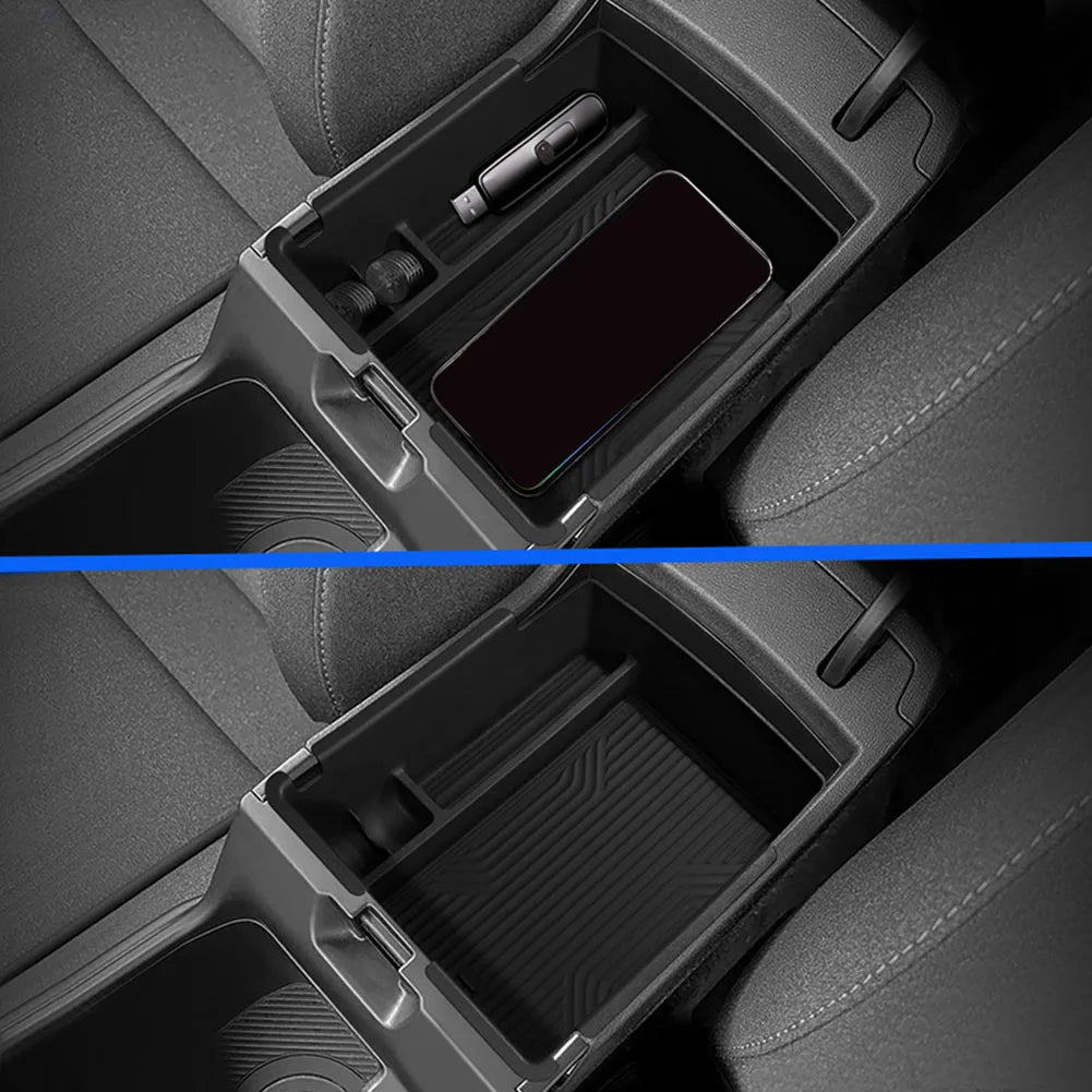 1Pc Car Armrest Storage Box For Kia K4 2025-2026 Center Console Organizer Bin Black additional angle