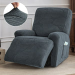 1/2/3 Seater Split Recliner Sofa Covers Solid Color Elastic Chair Cover with Side Pocket Removable Armchair Slipcover for Home