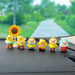 3/4/5/6/7pcs Anime Figure Little Yellow Duck Model Decor Cute Car Mounted Ornament Au lifestyle view