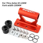 MUQZI Thru Axle Fork Mount Bike Rack | Quick Release Bicycle Carrier for Car Roof Truck detail view