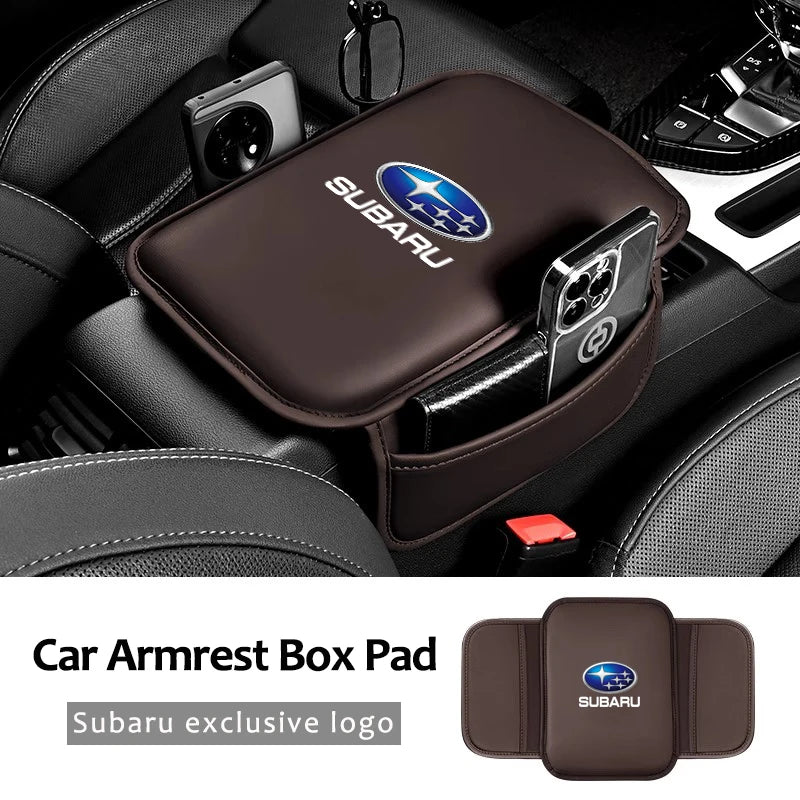 Car Leather Armrest Box Heighten Protective Pad | Arm Rest Cushion For Subaru STI BRZ Outback Smart
