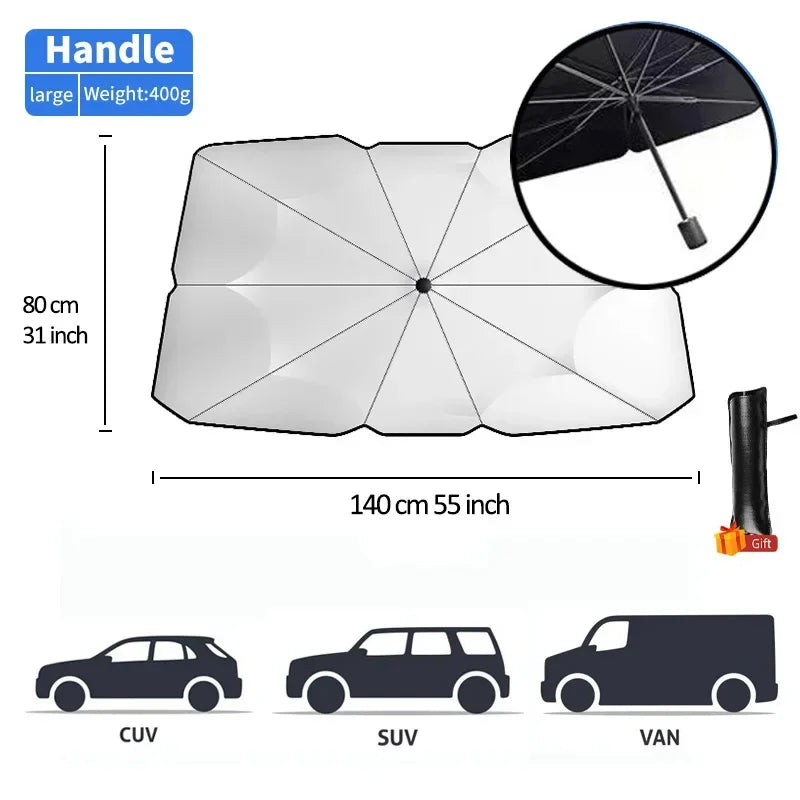 Car Sunshade Windshield Umbrella Front Sun Shade Parasol Foldable Summer Protection C lifestyle view