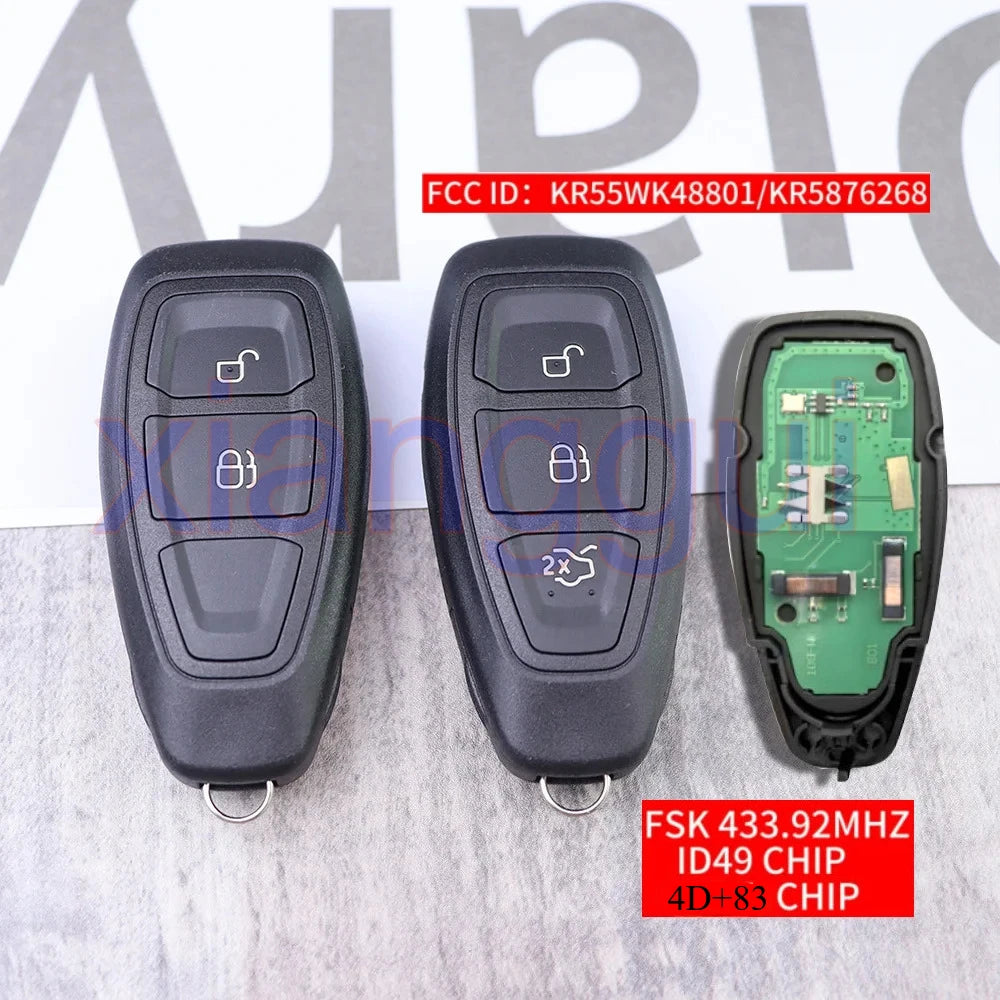 2 3 Buttons 4D83 ID49Chip 433.92MHZ Fsk Car Remote Key Shell Case for Ford Focus C-Max Mondeo Kuga F