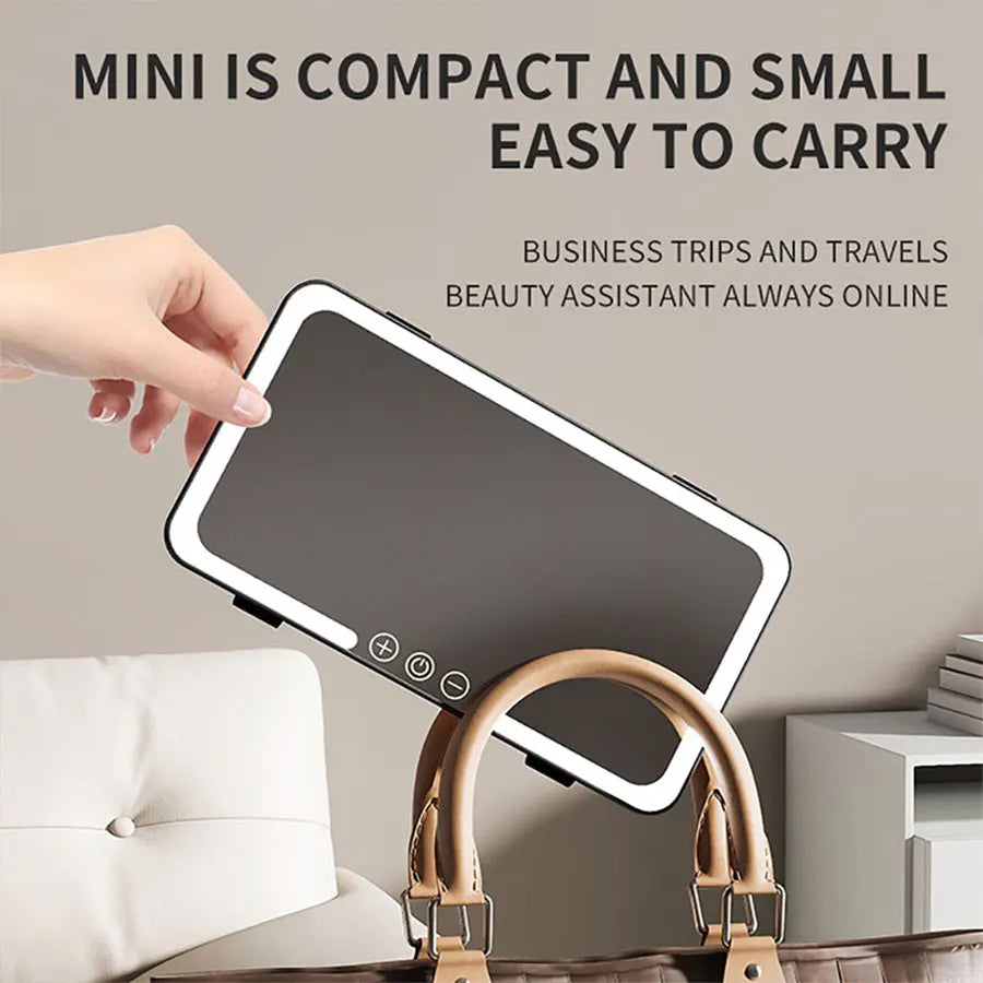 Car Sun Visor Vanity Mirror with 3 Modes Touch Screen Light Detachable Auto Interior Makeup USB Rechargeable Portable for Travel