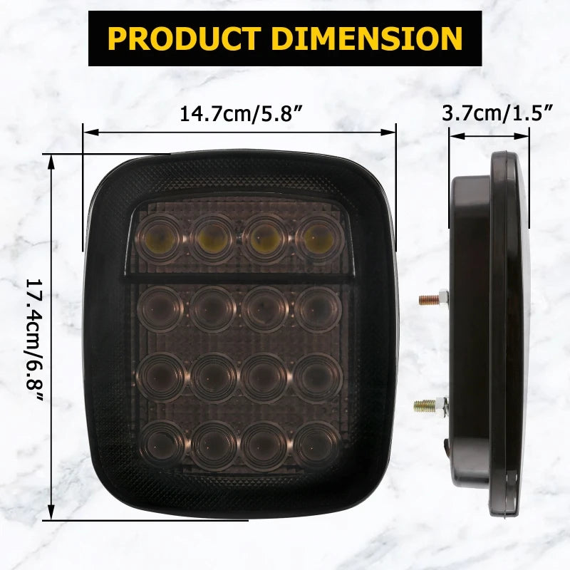 2pcs/set 16 LEDs Universal Tail Light Brake Reverse Light for Jeep Wrangler YJ TJ CJ alternate view