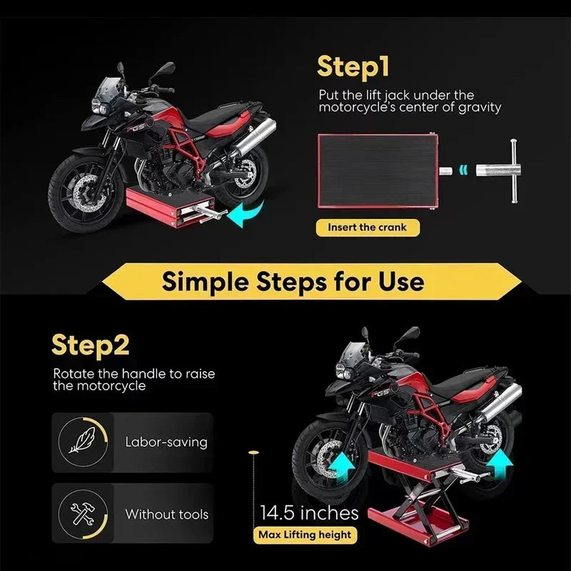 Motorcycle Lift Table 1100 Lbs Heavy Duty Hydraulic Lift Steel Dirt Bike ATV Wide Deck S detail view